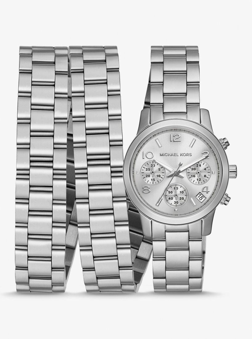 Michael Kors Runway Rhodium-Plated Stainless Steel Triple Wrap Watch Stainless Kadın Gümüş | 870259-PKI