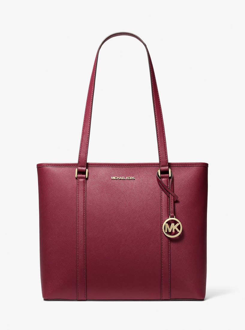 Michael Kors Sady Medium Saffiano Leather Tote Bag Totes Kadın Berry | 752683-WDP