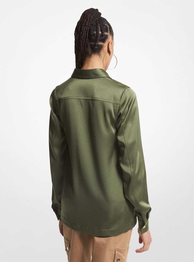 Michael Kors Satin Shirt Üstler Kadın Jade | 893506-MPB