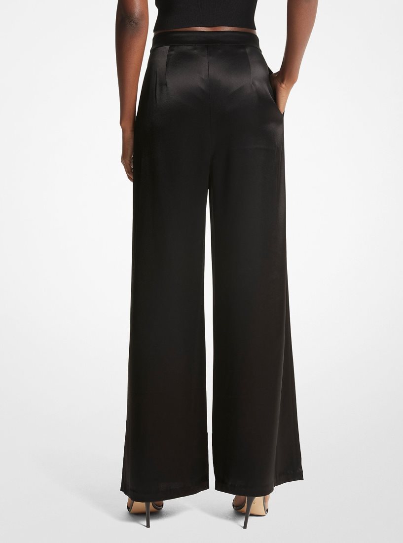 Michael Kors Satin Wide-Leg Pants Pantolon Kadın Siyah | 746291-FLR