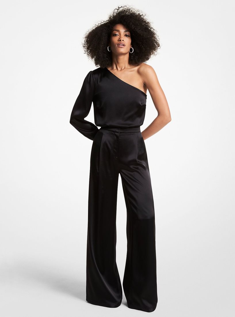 Michael Kors Satin Wide-Leg Pants Pantolon Kadın Siyah | 746291-FLR