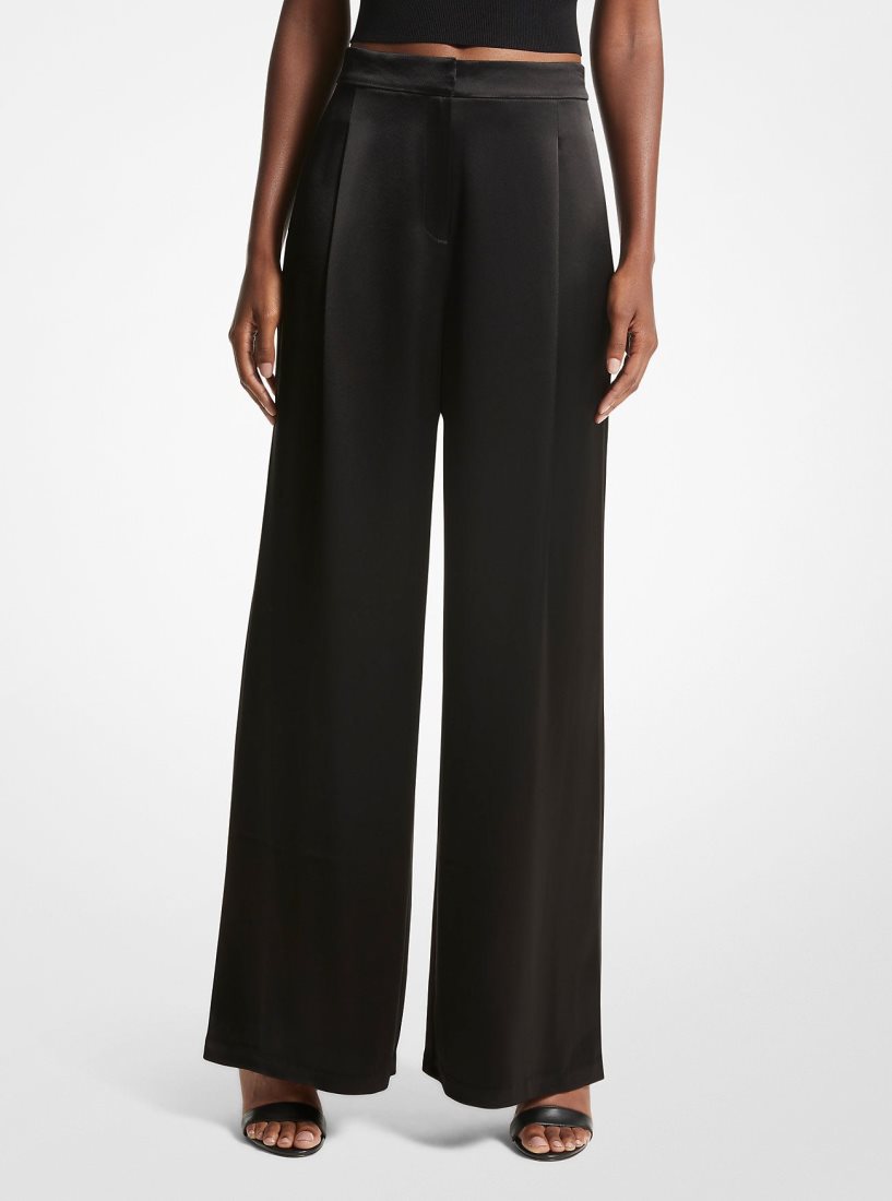 Michael Kors Satin Wide-Leg Pants Pantolon Kadın Siyah | 746291-FLR