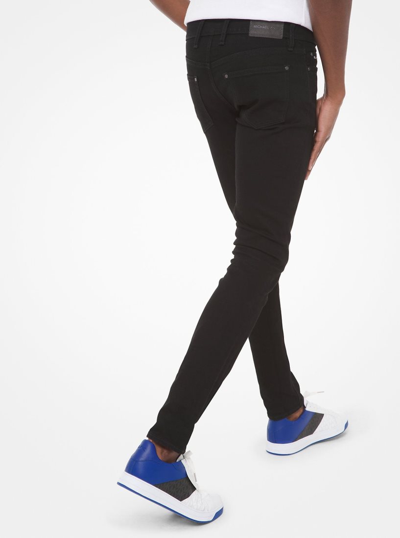 Michael Kors Slim-Fit Stretch-Cotton Jeans Pantolon Erkek Siyah Siyah | 972401-KWA