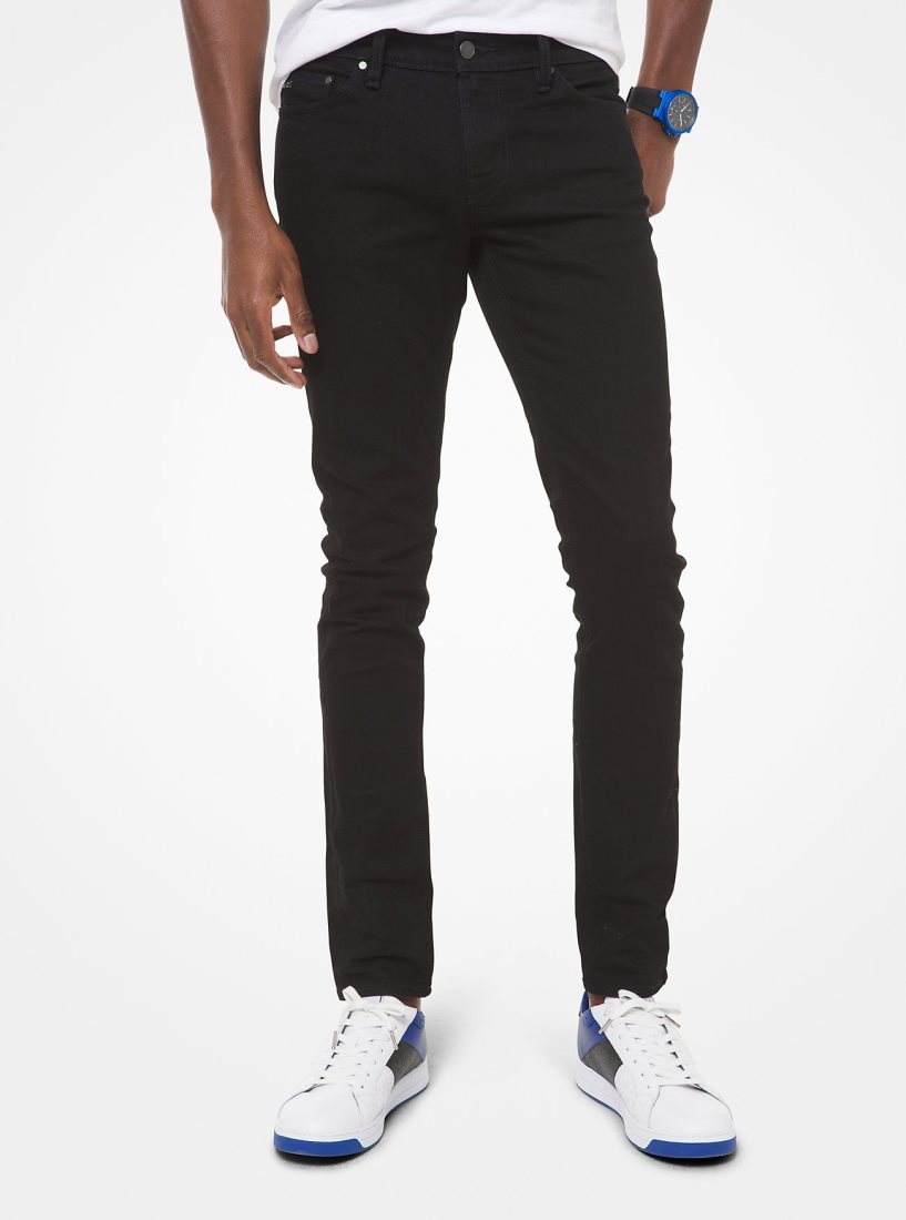 Michael Kors Slim-Fit Stretch-Cotton Jeans Pantolon Erkek Siyah Siyah | 972401-KWA