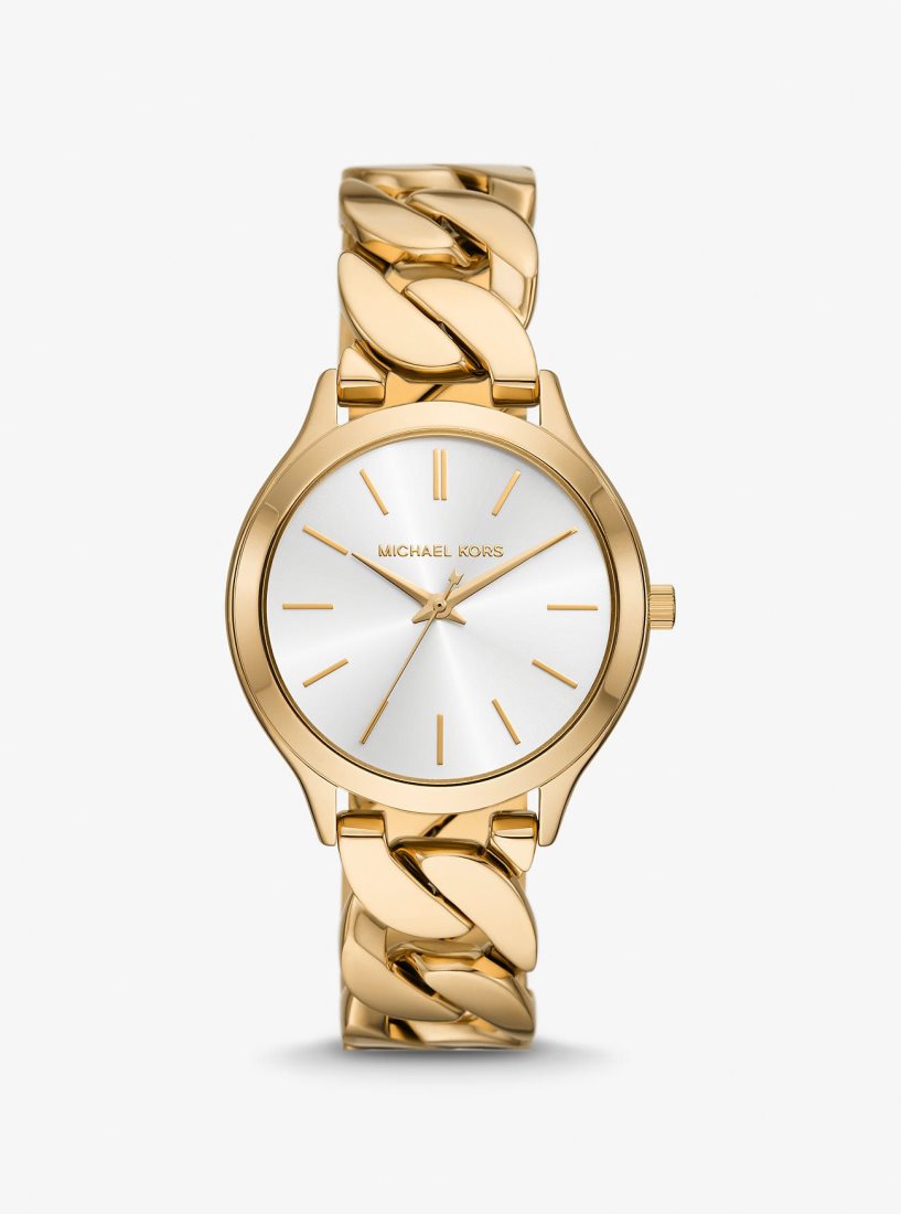 Michael Kors Slim Runway Gold-Tone Curb-Link Watch Gold-tone Kadın Altın | 071648-SZW