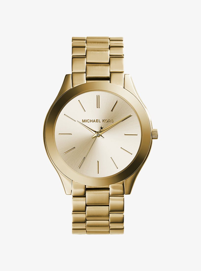 Michael Kors Slim Runway Gold-Tone Stainless Steel Watch Gold-tone Kadın Altın | 357206-MZO