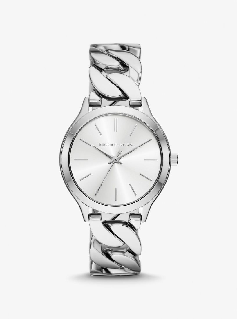 Michael Kors Slim Runway Silver-Tone Curb-Link Watch Silver-tone Kadın Gümüş | 314650-NOW