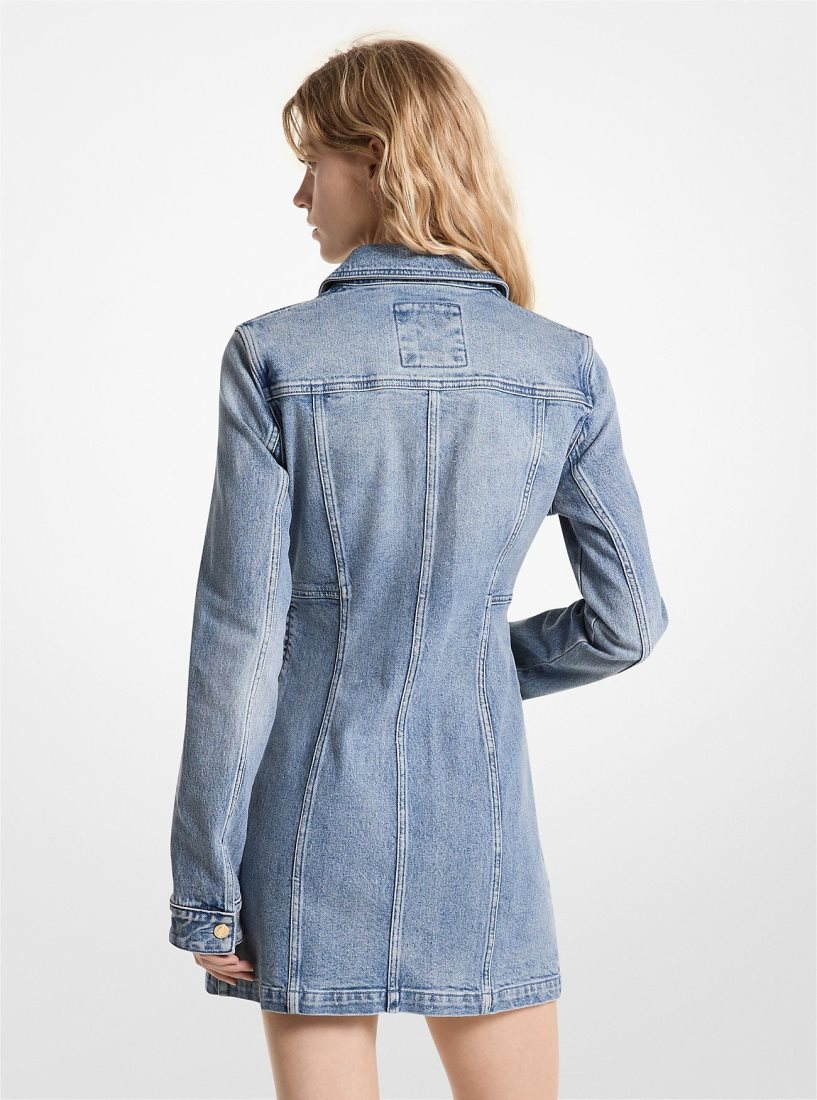 Michael Kors Stretch Denim Lace-Up Mini Dress Elbise Kadın Mavi Açık Mavi | 265487-XMY