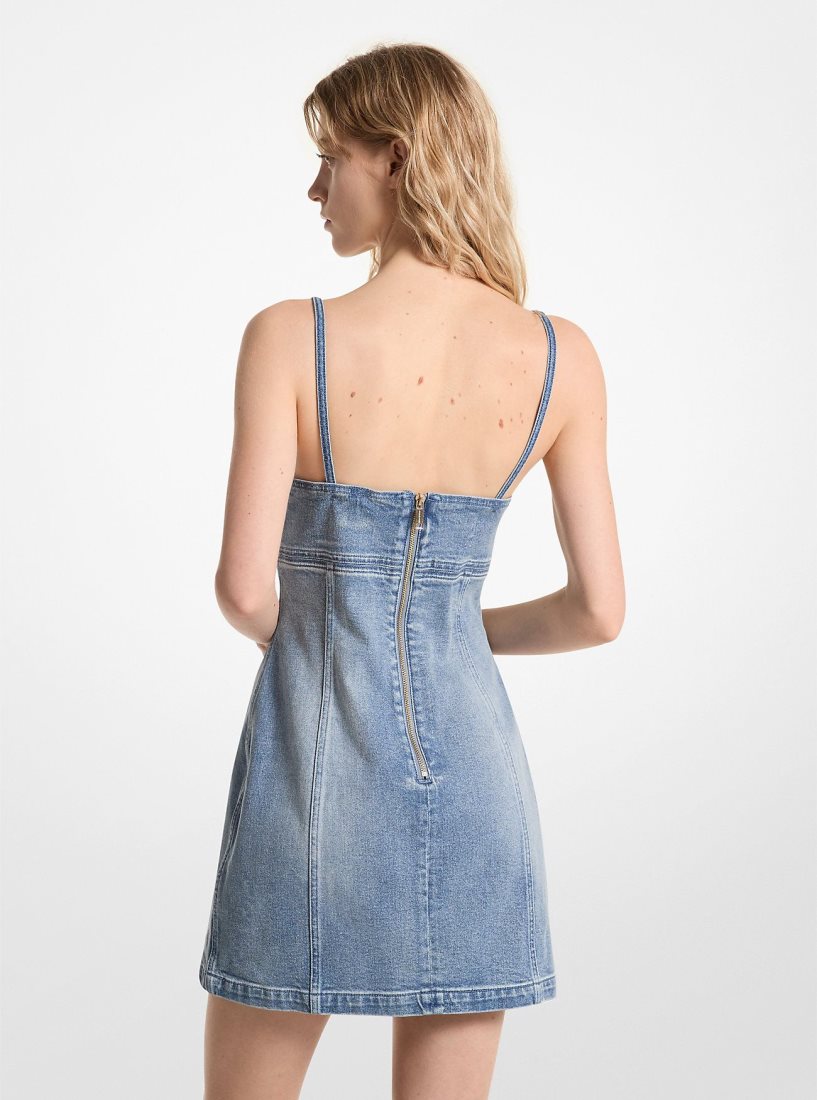 Michael Kors Stretch Denim Mini Dress Elbise Kadın Mavi Açık Mavi | 832405-YNZ