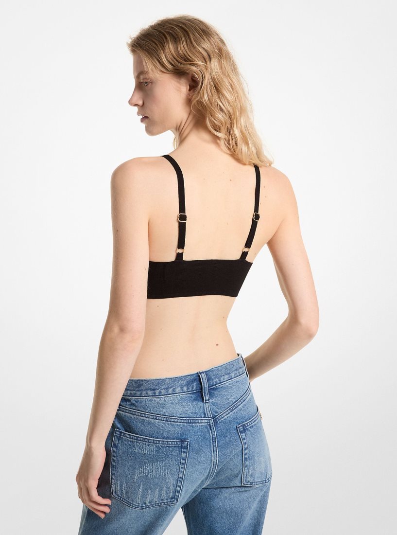 Michael Kors Stretch Knit Bra Top Üstler Kadın Siyah | 856297-JDC