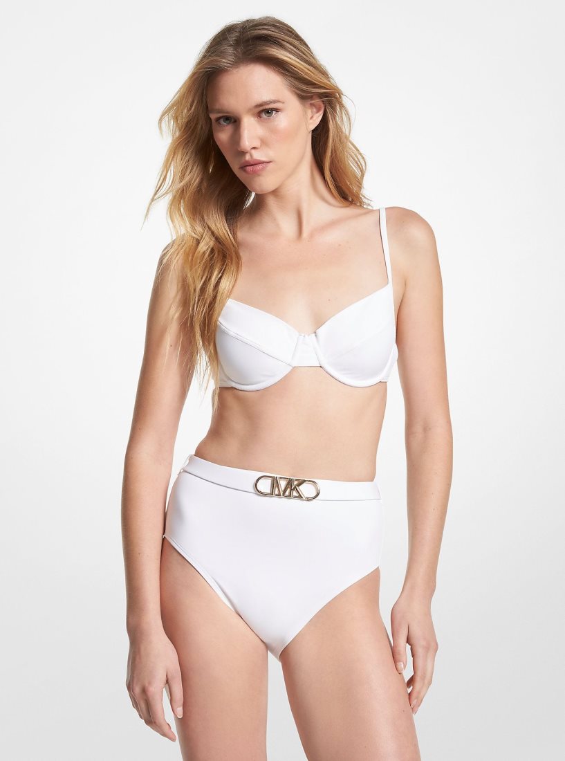 Michael Kors Stretch Nylon Underwire Bikini Top Mayo Kadın Beyaz | 548712-CXL