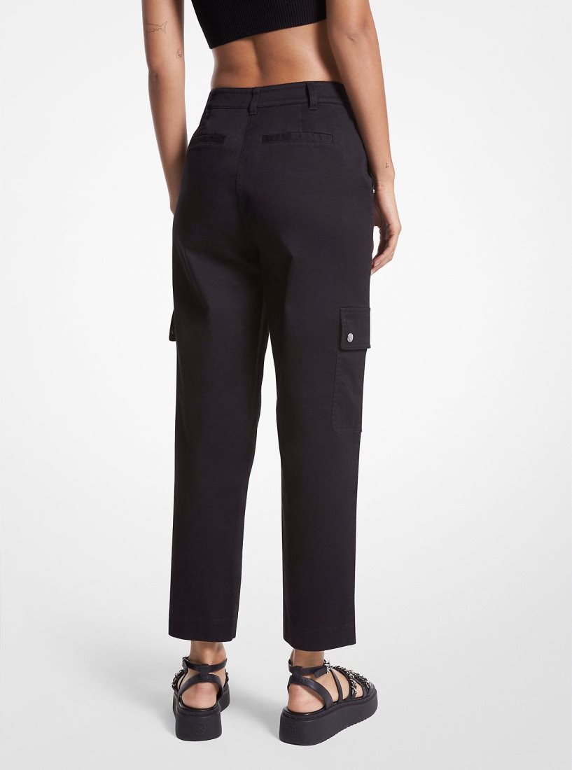 Michael Kors Stretch Organic Cotton Cargo Pants Pantolon Kadın Siyah | 091872-EKV