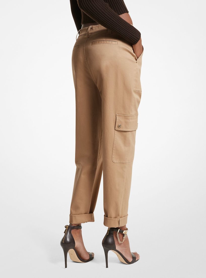 Michael Kors Stretch Organic Cotton Cargo Pants Pantolon Kadın Koyu Kahverengi | 953816-VXN