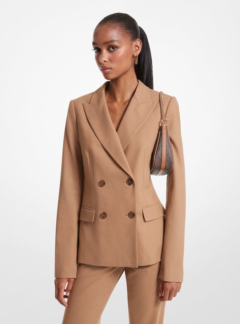 Michael Kors Stretch Wool Blazer Mont Kadın Koyu Kahverengi | 569107-GLR