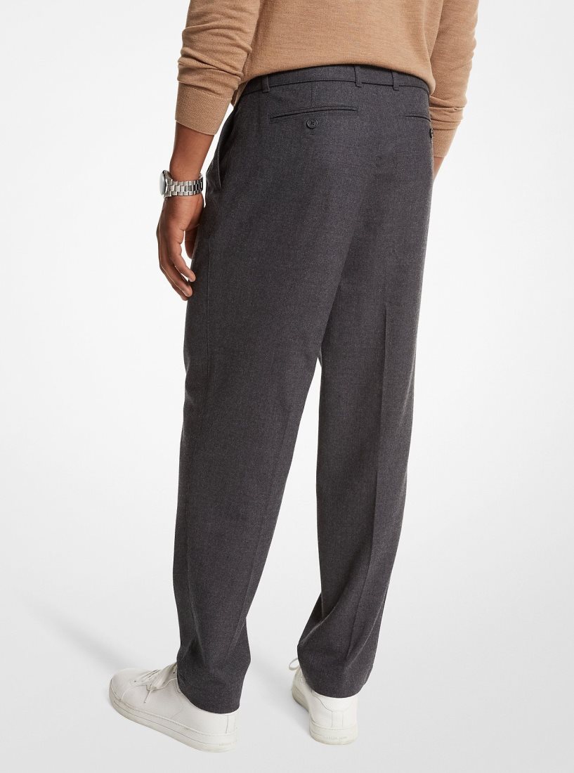 Michael Kors Stretch Wool Flannel Belted Trousers Pantolon Erkek Gri | 493057-KYQ