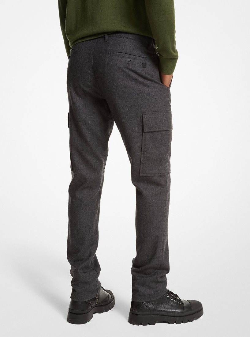 Michael Kors Stretch Wool Flannel Cargo Pants Pantolon Erkek Gri | 207496-FMC