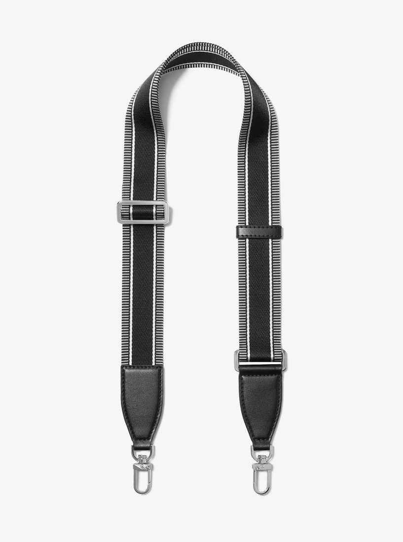 Michael Kors Striped Nylon Bag Strap Seyahat Çantası Kadın Siyah | 432751-OZW