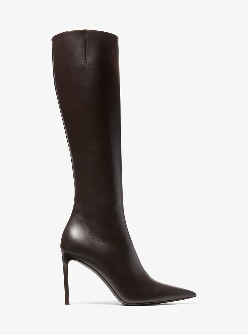 Michael Kors Tatjana Leather Boots Bot Kadın Çikolata | 653294-ESI