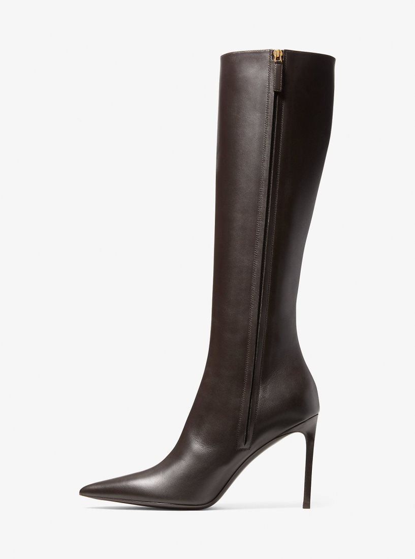 Michael Kors Tatjana Leather Boots Bot Kadın Çikolata | 653294-ESI