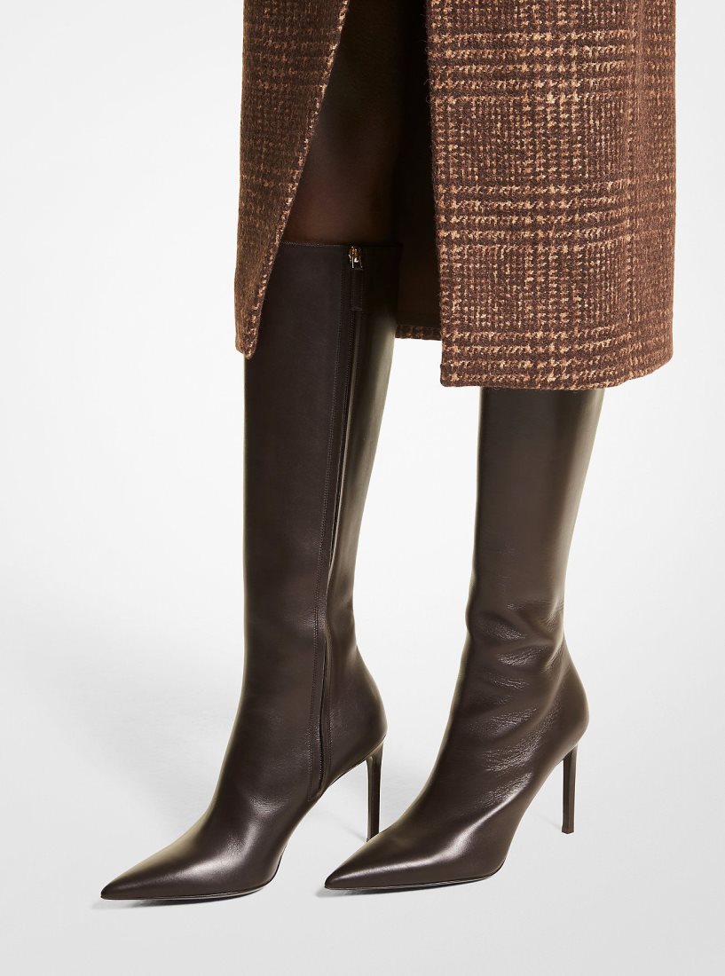 Michael Kors Tatjana Leather Boots Bot Kadın Çikolata | 653294-ESI