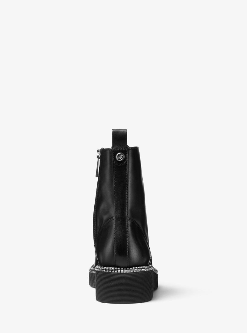 Michael Kors Tavie Leather Combat Boot Bot Kadın Siyah | 086971-DQA