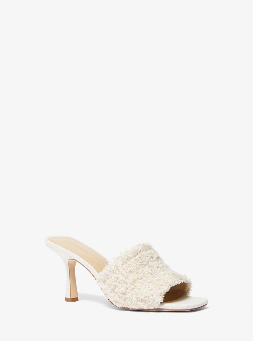 Michael Kors Tessa White Denim Mule Sandal Sandalet Kadın Beyaz | 845719-FGO