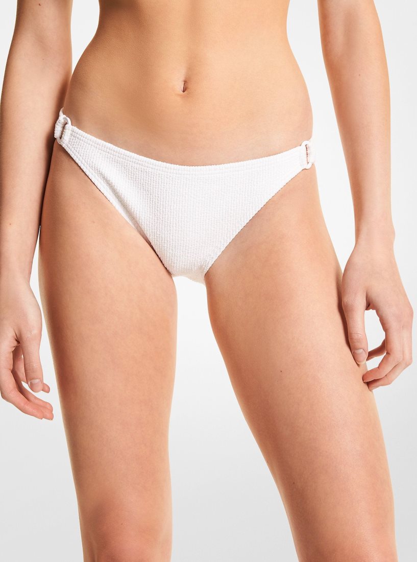 Michael Kors Textured Stretch Bikini Bottom Mayo Kadın Beyaz | 967180-BCX