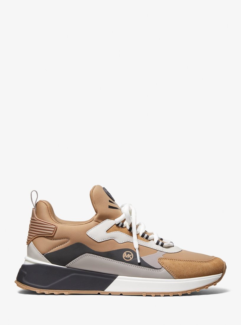 Michael Kors Theo Sport Mixed-Media Trainer Spor Ayakkabı Erkek Husk | 612894-XFY