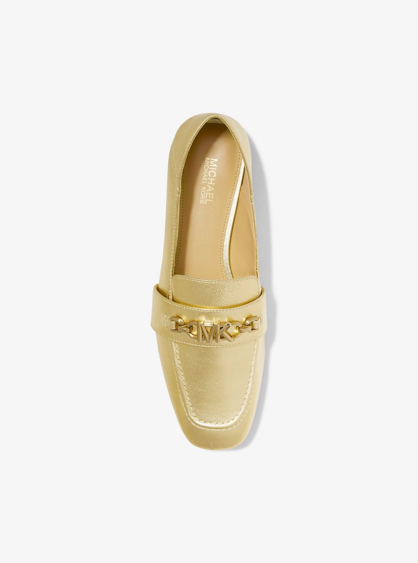 Michael Kors Tiffanie Metallic Leather Loafer Düz Ayakkabı Kadın Altın | 091642-FBR