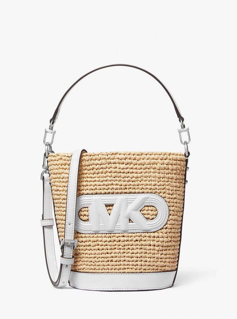 Michael Kors Townsend Small Straw Messenger Bag Çapraz Çanta Kadın Nat/Opticwht | 427890-ZUG