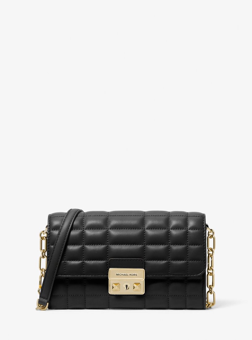 Michael Kors Tribeca Large Leather Convertible Crossbody Bag Çapraz Çanta Kadın Siyah | 283415-AKP