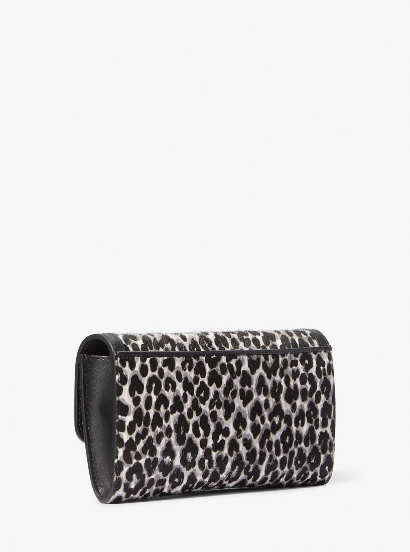 Michael Kors Tribeca Large Leopard Print Calf Hair Convertible Crossbody Bag Çapraz Çanta Kadın Siyah | 945307-MNQ