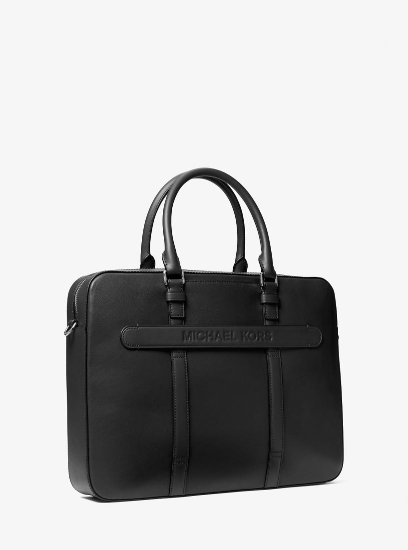 Michael Kors Varick Large Leather Briefcase Totes Erkek Siyah | 108497-UMK