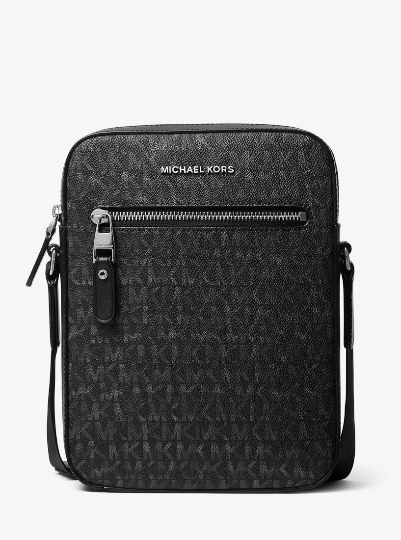 Michael Kors Varick Logo Flight Bag Çapraz Çanta Erkek Siyah | 415302-YXN