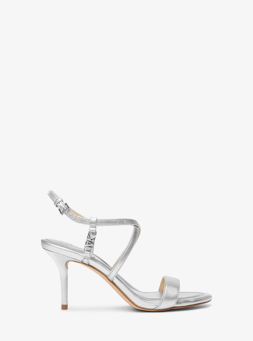 Michael Kors Veronica Metallic Leather Sandal Sandalet Kadın Gümüş | 125796-OBD