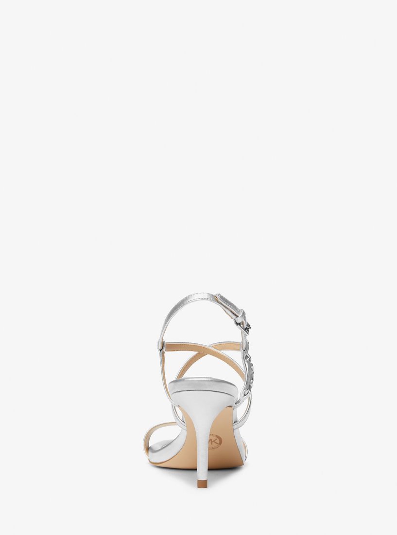 Michael Kors Veronica Metallic Leather Sandal Sandalet Kadın Gümüş | 125796-OBD