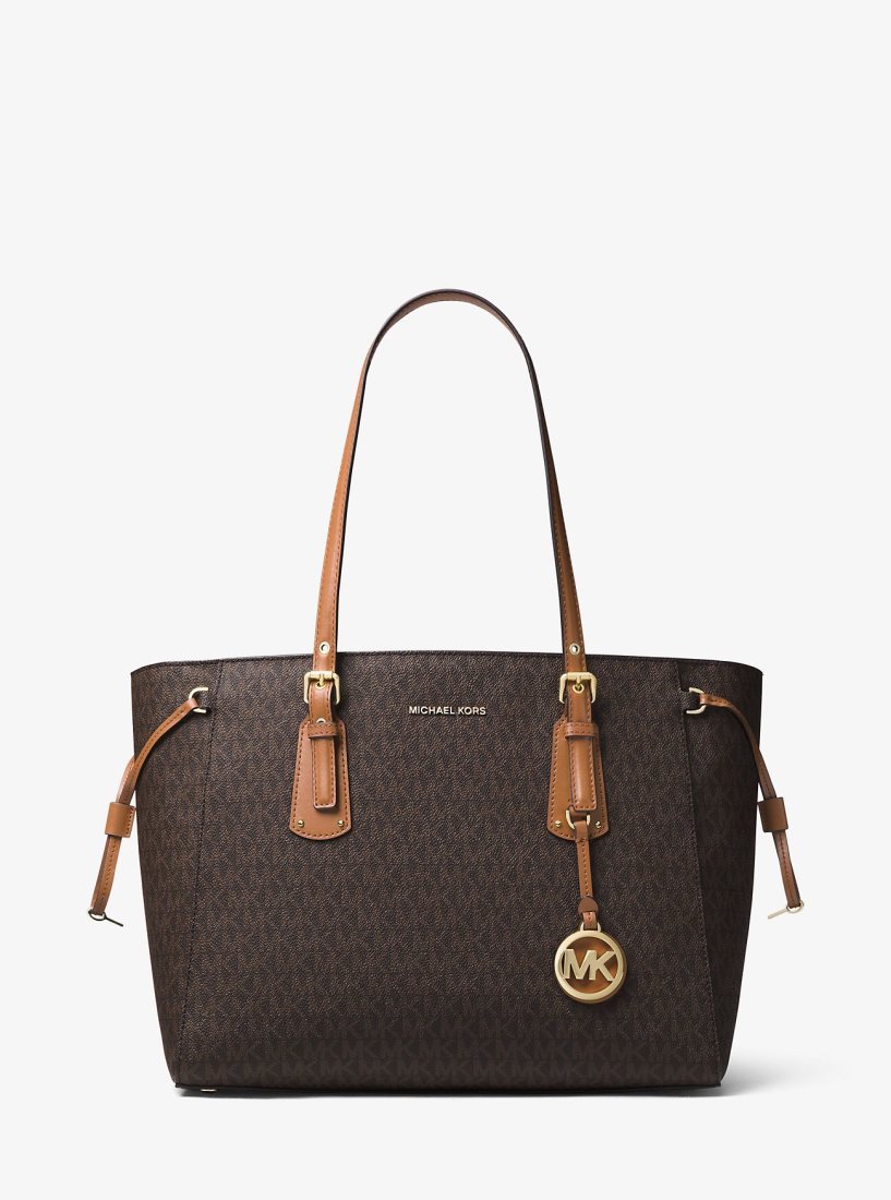 Michael Kors Voyager Medium Logo Tote Bag Totes Kadın Kahverengi | 724395-YGI