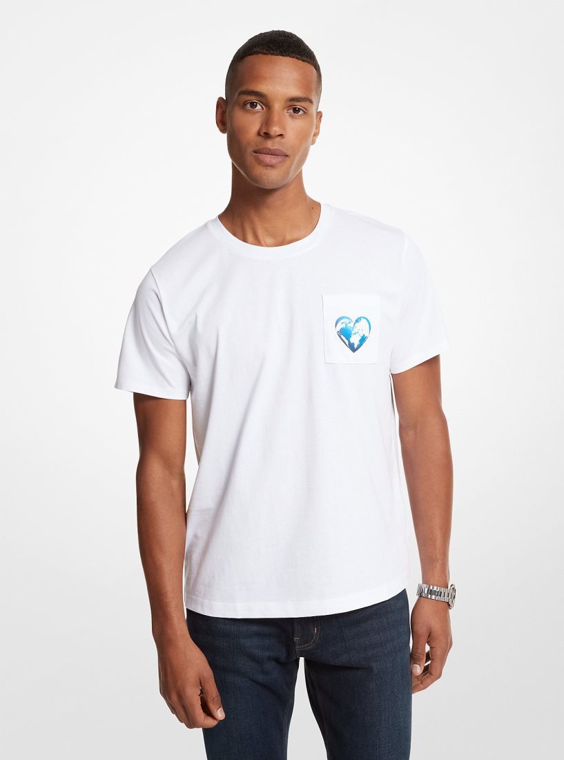 Michael Kors Watch Hunger Stop Organic Cotton Unisex T-Shirt Tişört Kadın Beyaz | 873152-GCQ