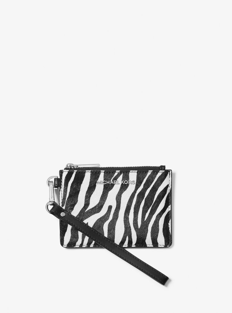 Michael Kors Zebra Print Calf Hair Coin Purse Bozuk Para Cüzdanı Kadın Siyah | 693810-YDZ